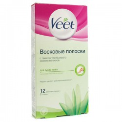 Восковые полоски для депиляции Veet джуси для сухой кожи 12 шт.