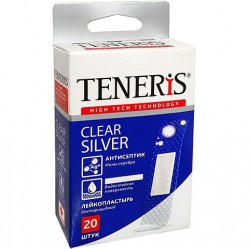 Лейкопластырь бактерицидный Teneris Клиа силвер на прозрачной полимерной основе с антисептиком с ионами серебра р. 1.9смх7.6см 20 шт.