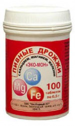 Дрожжи пивные Эко-Мон с кальцием и магнием 100 шт. табл. 500 мг