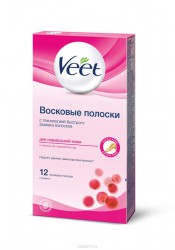 Восковые полоски для депиляции Veet джуси для нормальной кожи 12 шт.