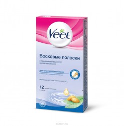 Восковые полоски для депиляции Veet для чувствительной кожи 12 шт.