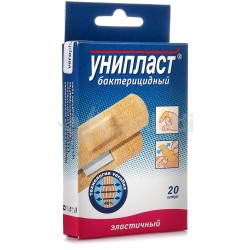 Лейкопластырь бактерицидный Унипласт плюс верофлекс эластичный в карт. уп. р. 1.9смх7.2см 20 шт.