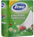 Полотенца бумажные, Zewa (Зева) 4 шт кухонные двухслойные Летняя коллекция белое