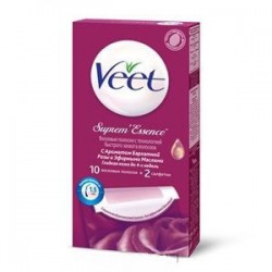 Восковые полоски для депиляции Veet Суприм Эссенц с ароматом бархатной розы и эфирными маслами + 2 салфетки 10 шт.