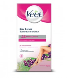 Восковые полоски для депиляции Veet для нормальной кожи технология Изи-Гельвокс 12 шт.